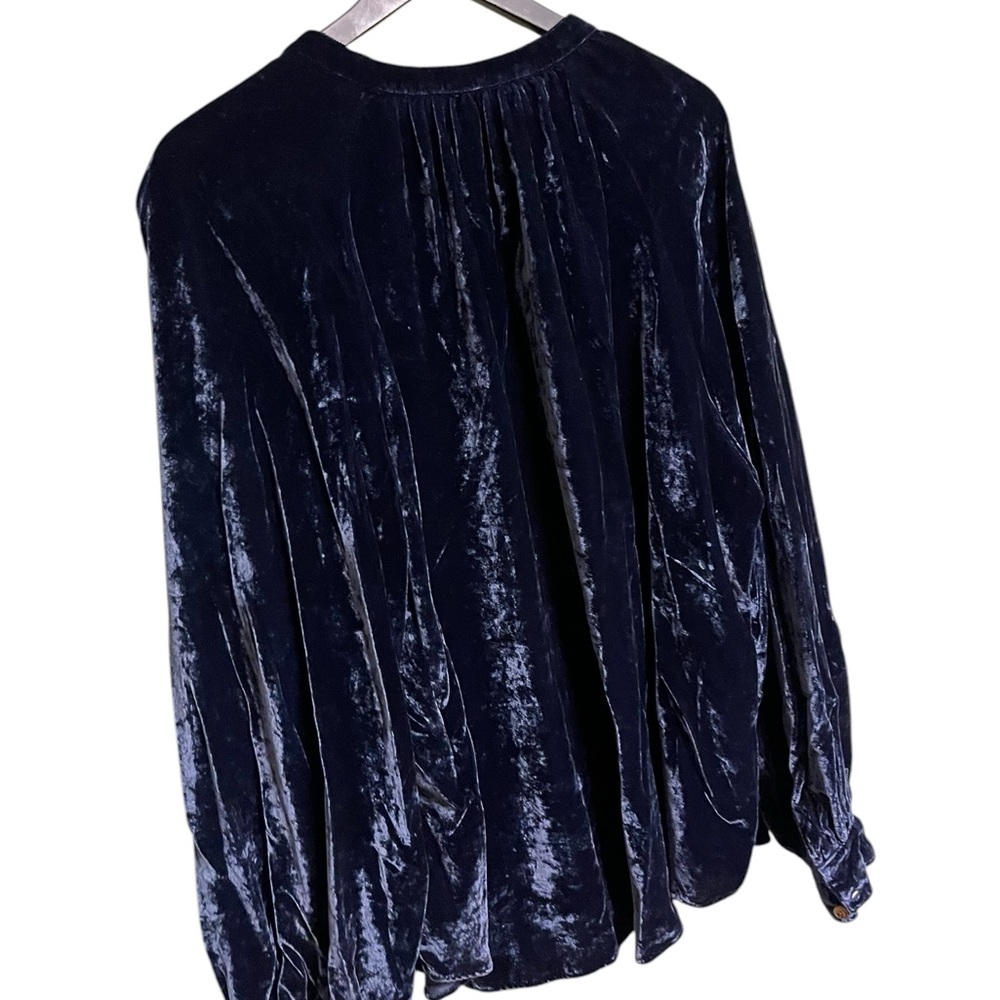 Pilcro by Anthropologie Navy Velvet Button-Front Women's Top size 2X - Picture 11 of 15